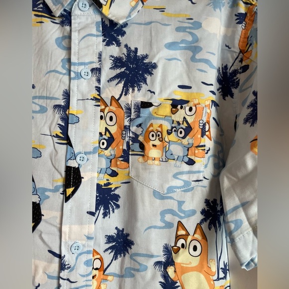 Bluey 100% Rayon Print Kids Button Down Shirt size XL 14/16-NWT - Picture 5 of 6